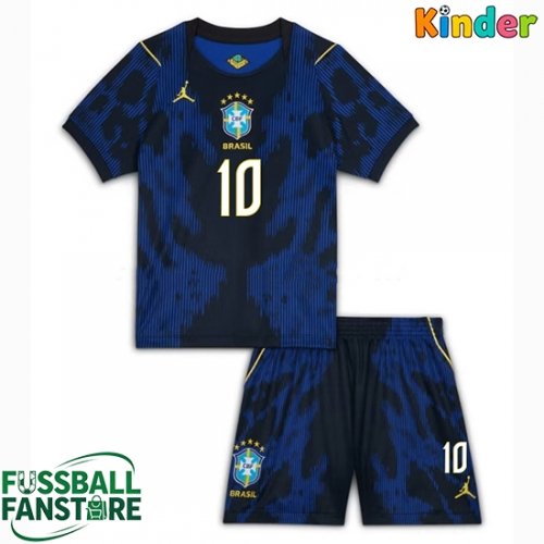 Brasilien Vinicius Junior #10 Replik Auswärtstrikot Kinder WM 2026 Kurzarm (+ Kurze Hosen)